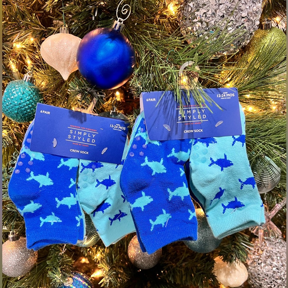 12-24 Month Baby 12 pairs Non Slip Shark Socks 2 packages 12 Pairs of Socks